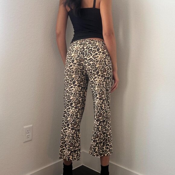 Leopard print tan and brown wide-leg pants, Sz. M - Picture 7 of 7
